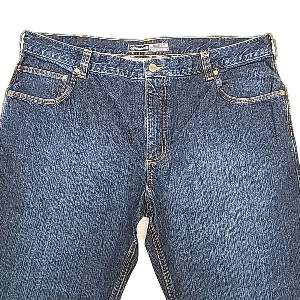 Carhartt Jeans Men Size 42 x 30 Relaxed Fit Dark Wash Cotton Blue Denim BD5119